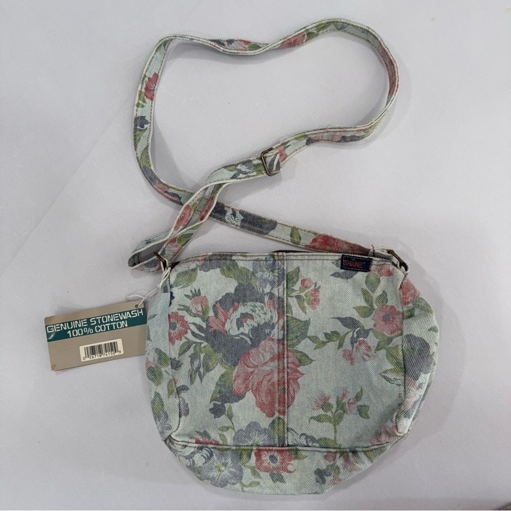 Truely vintage SHANE Stonewash Crossbody Bag - Light Blue Floral